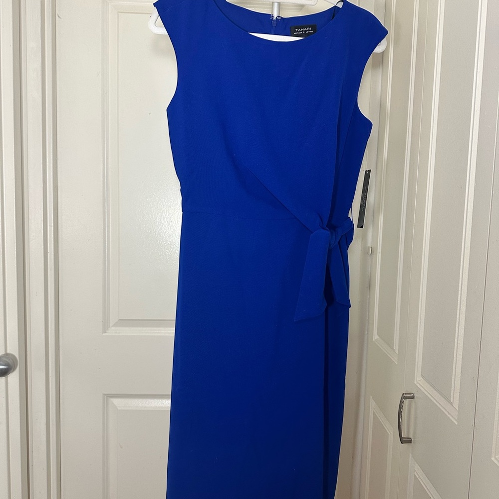 Tahari ASL Blue Midi Dress